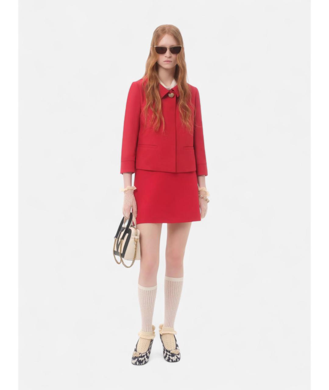 VALENTINO Красная шерстяная юбка мини, фото 2