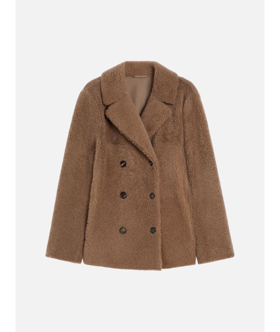 'S MAX MARA Коричневое меховое пальто, фото 5