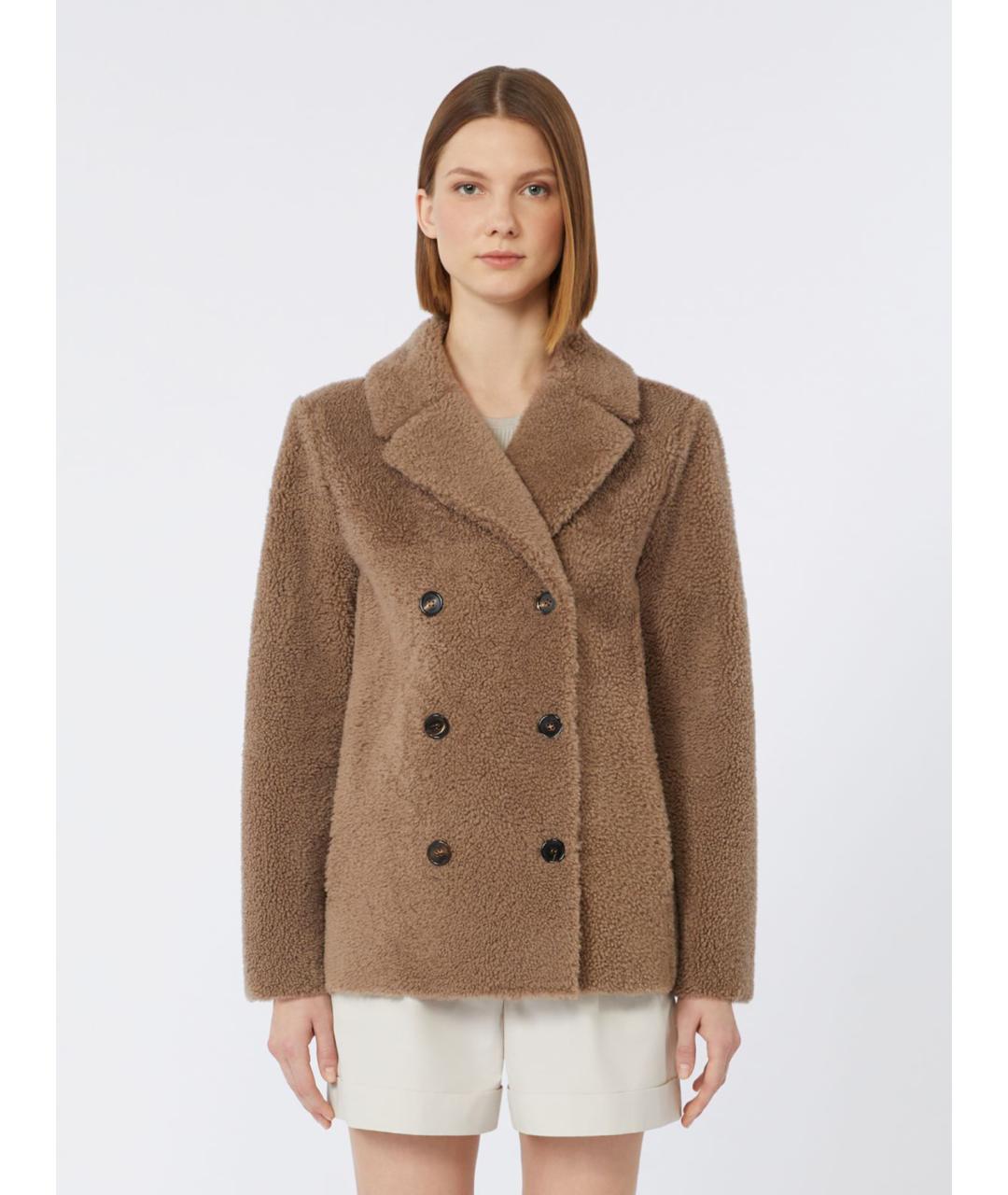 'S MAX MARA Коричневое меховое пальто, фото 4