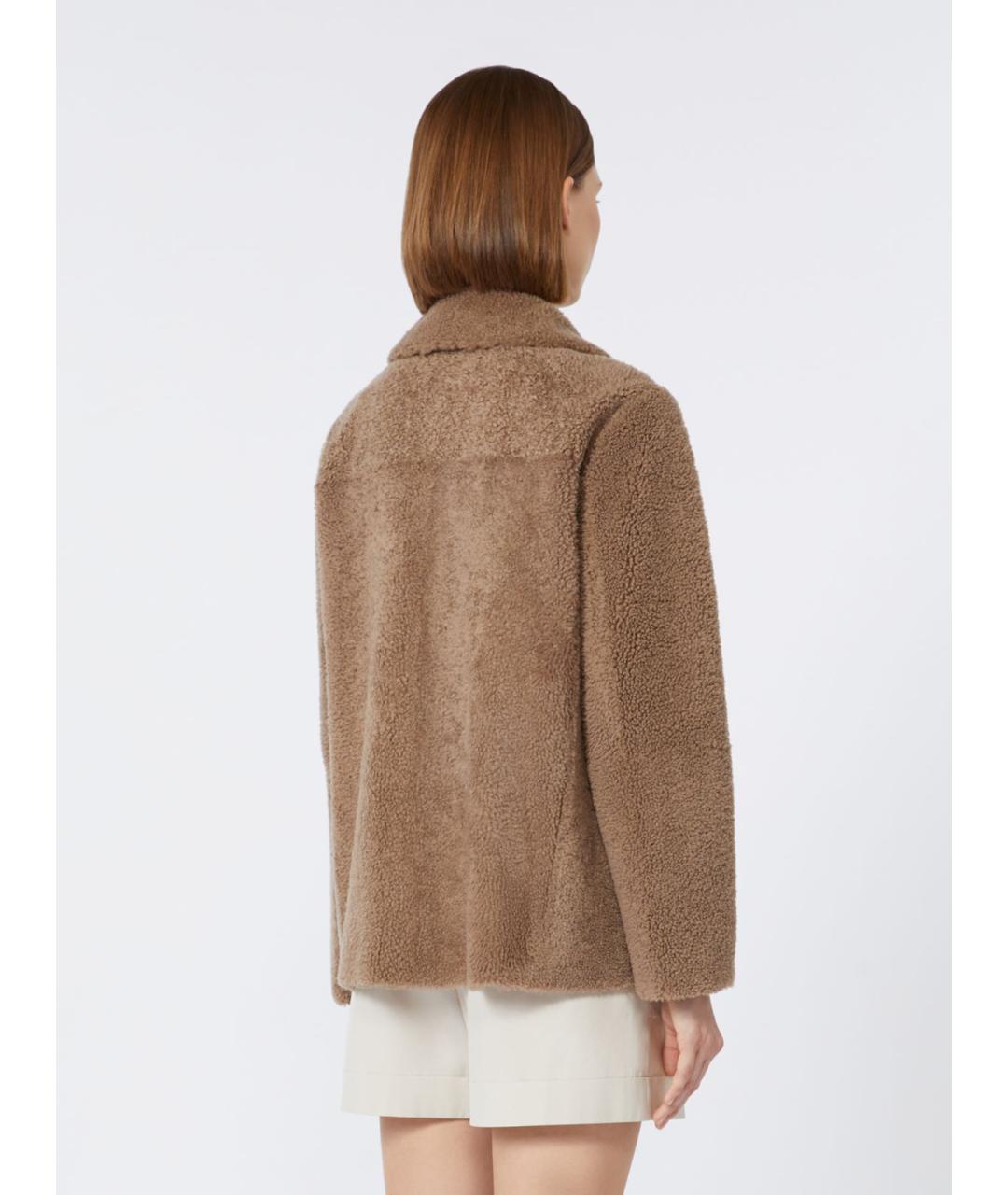 'S MAX MARA Коричневое меховое пальто, фото 3