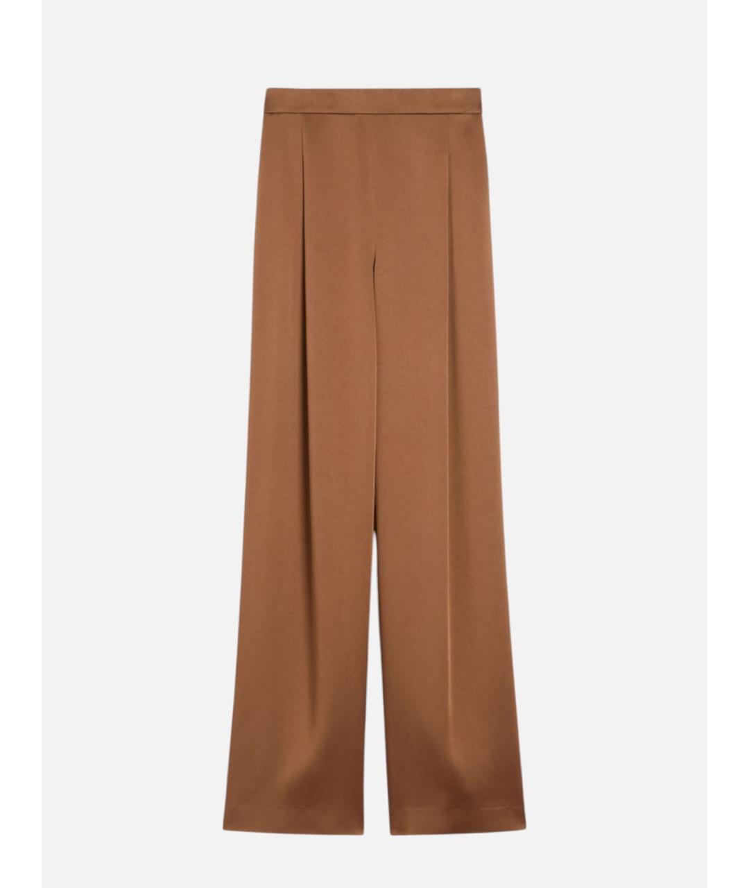 MAX MARA STUDIO Коричневые атласные брюки широкие, фото 5