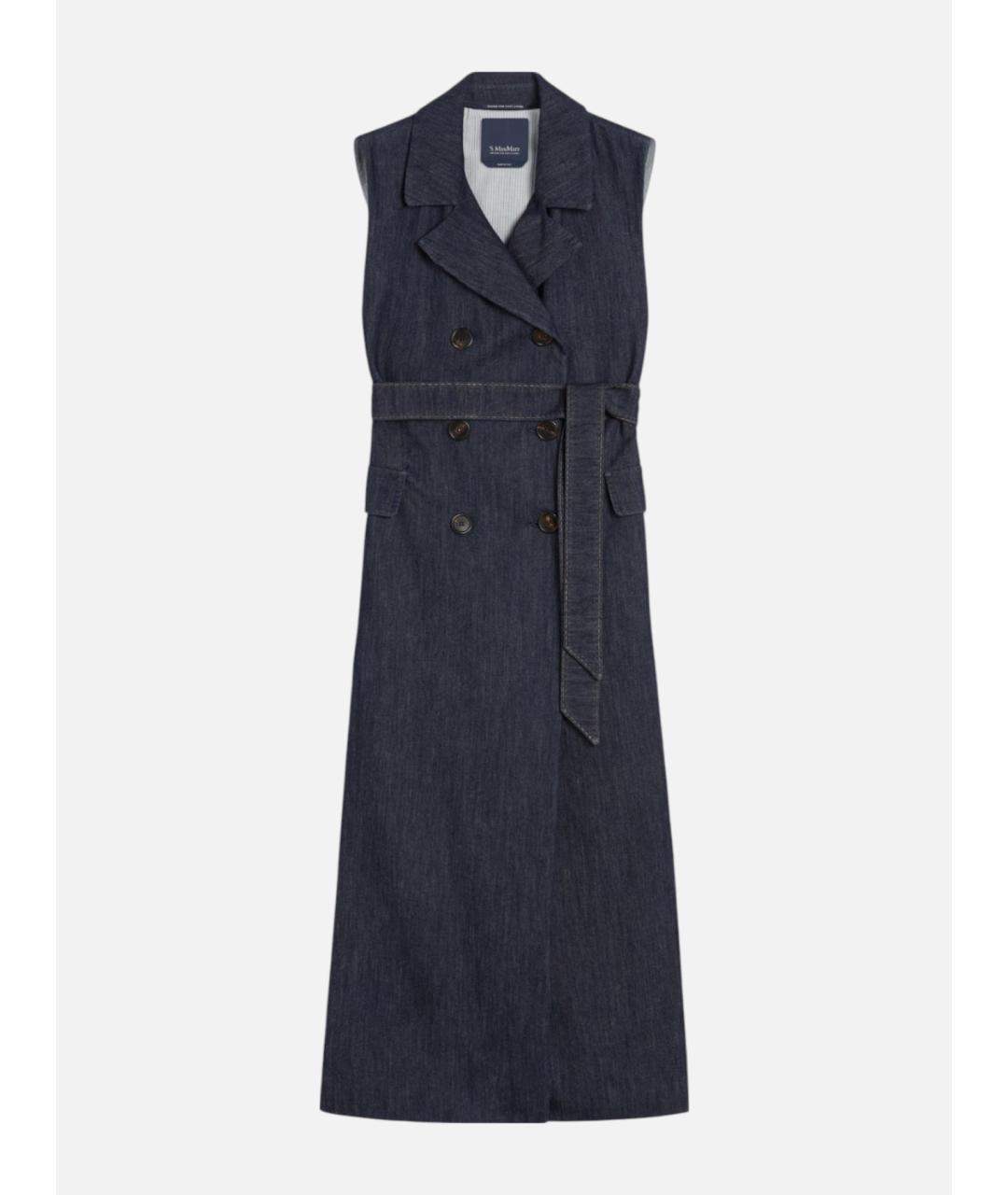 'S MAX MARA Синее хлопковое повседневное платье, фото 6