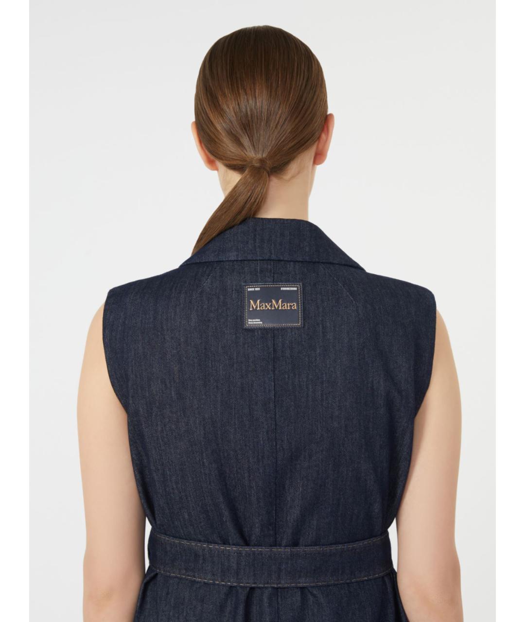 'S MAX MARA Синее хлопковое повседневное платье, фото 3