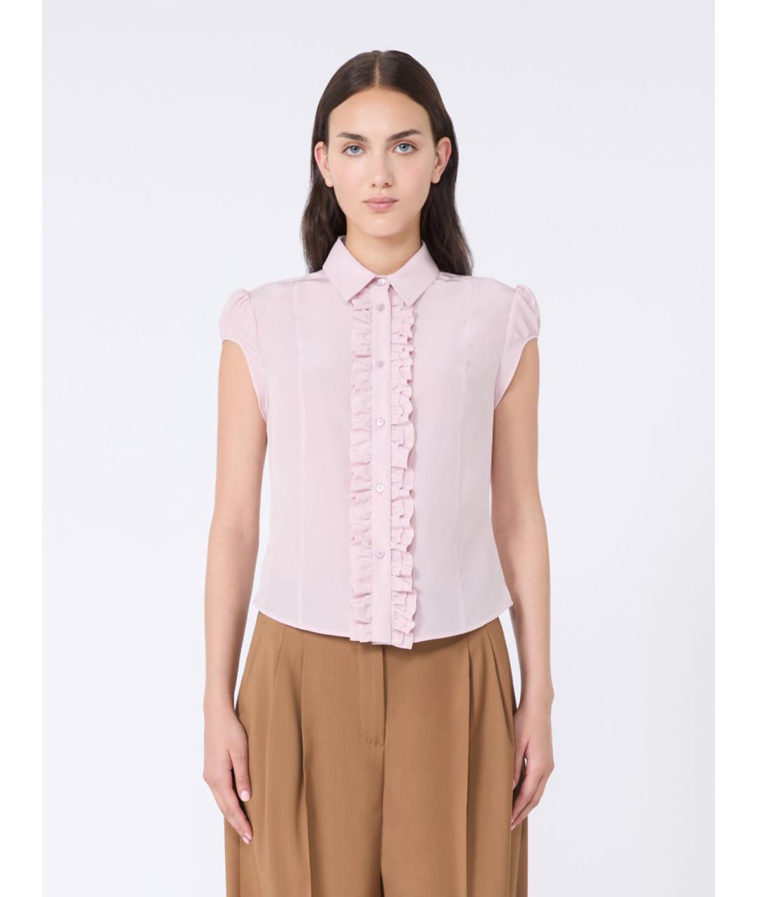 MAX MARA STUDIO Розовая шелковая рубашка, фото 5