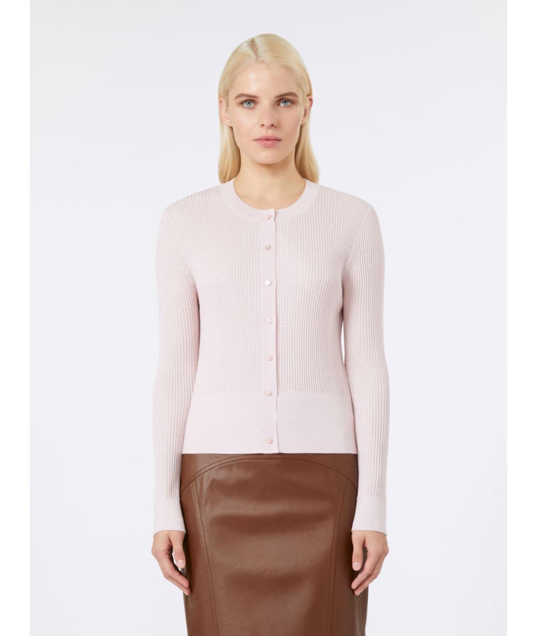 MAX MARA STUDIO Розовый шерстяной кардиган, фото 5