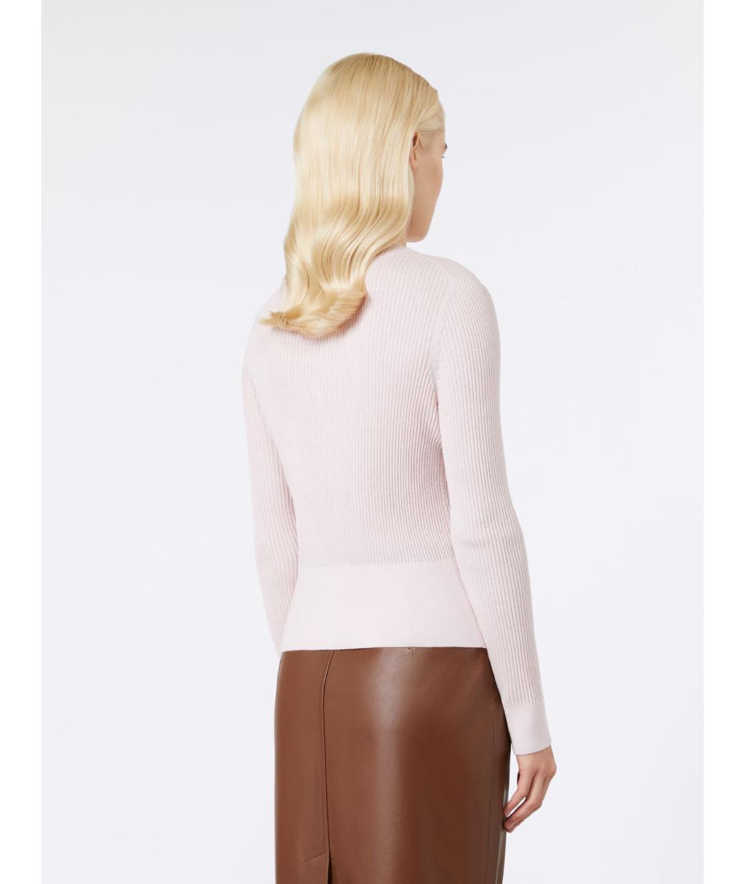 MAX MARA STUDIO Розовый шерстяной кардиган, фото 4