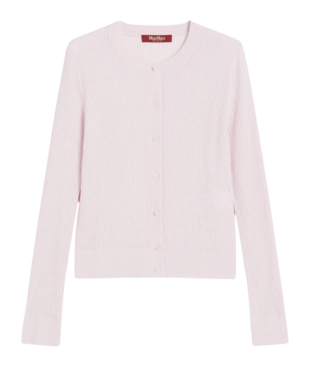 MAX MARA STUDIO Розовый шерстяной кардиган, фото 1