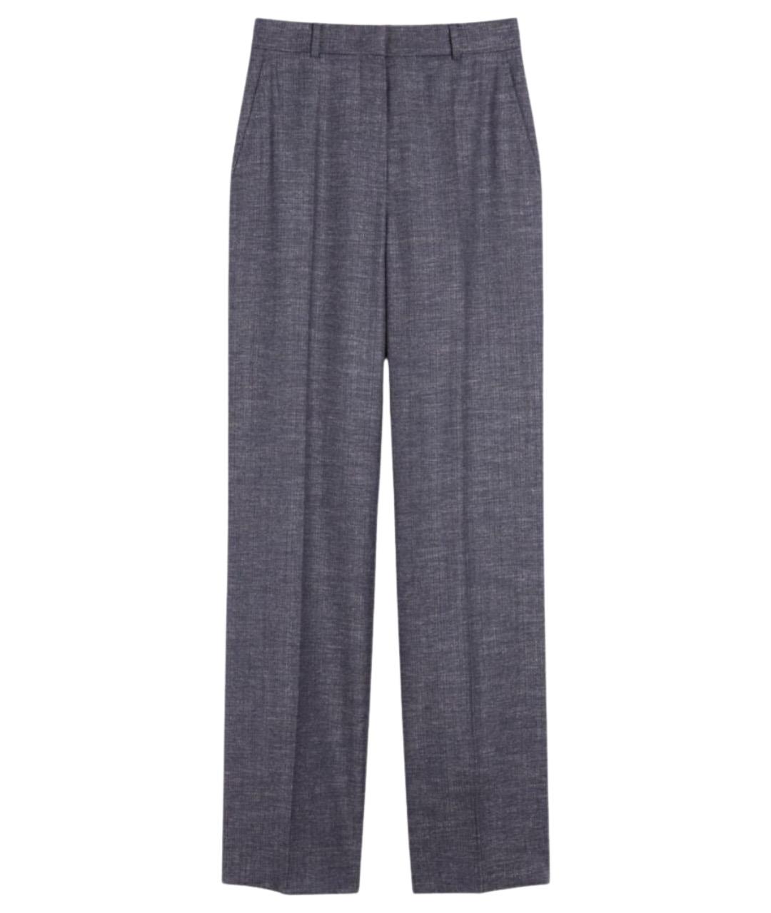 MAX MARA STUDIO Серые шерстяные прямые брюки, фото 1