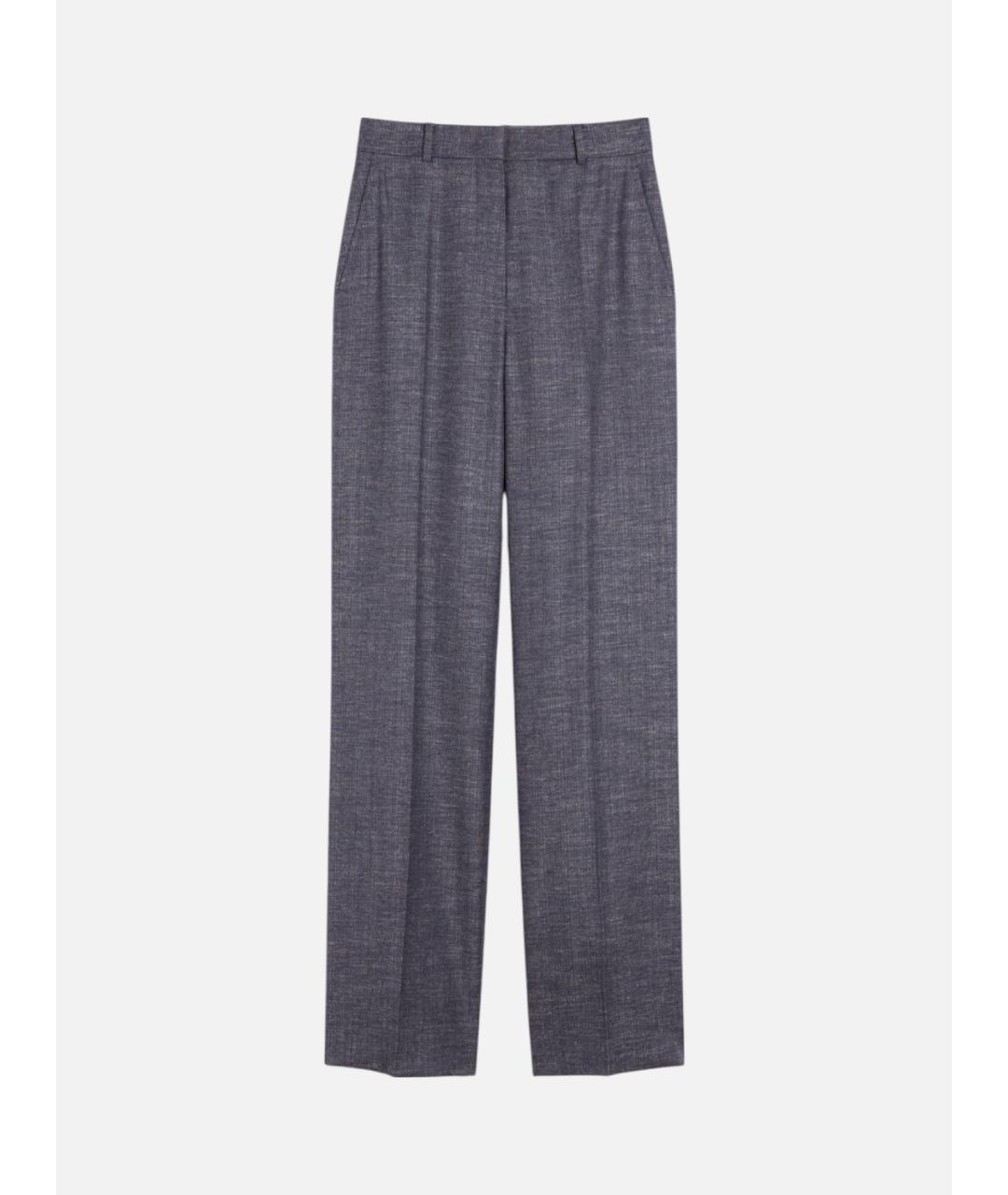 MAX MARA STUDIO Серые шерстяные прямые брюки, фото 6