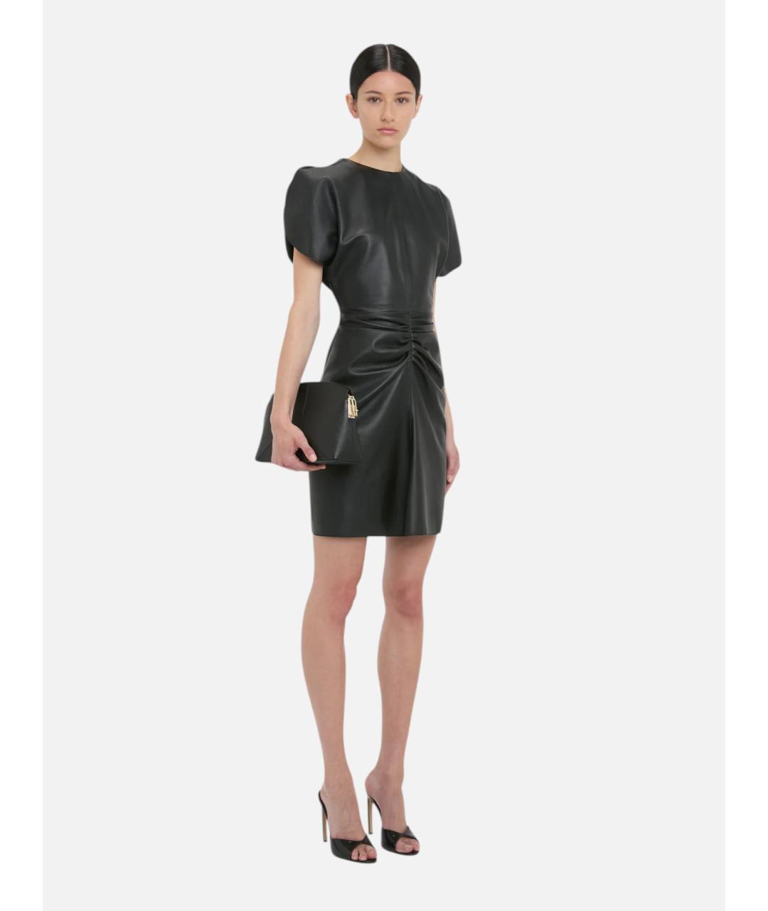 VICTORIA BECKHAM Черное кожаное коктейльное платье, фото 2