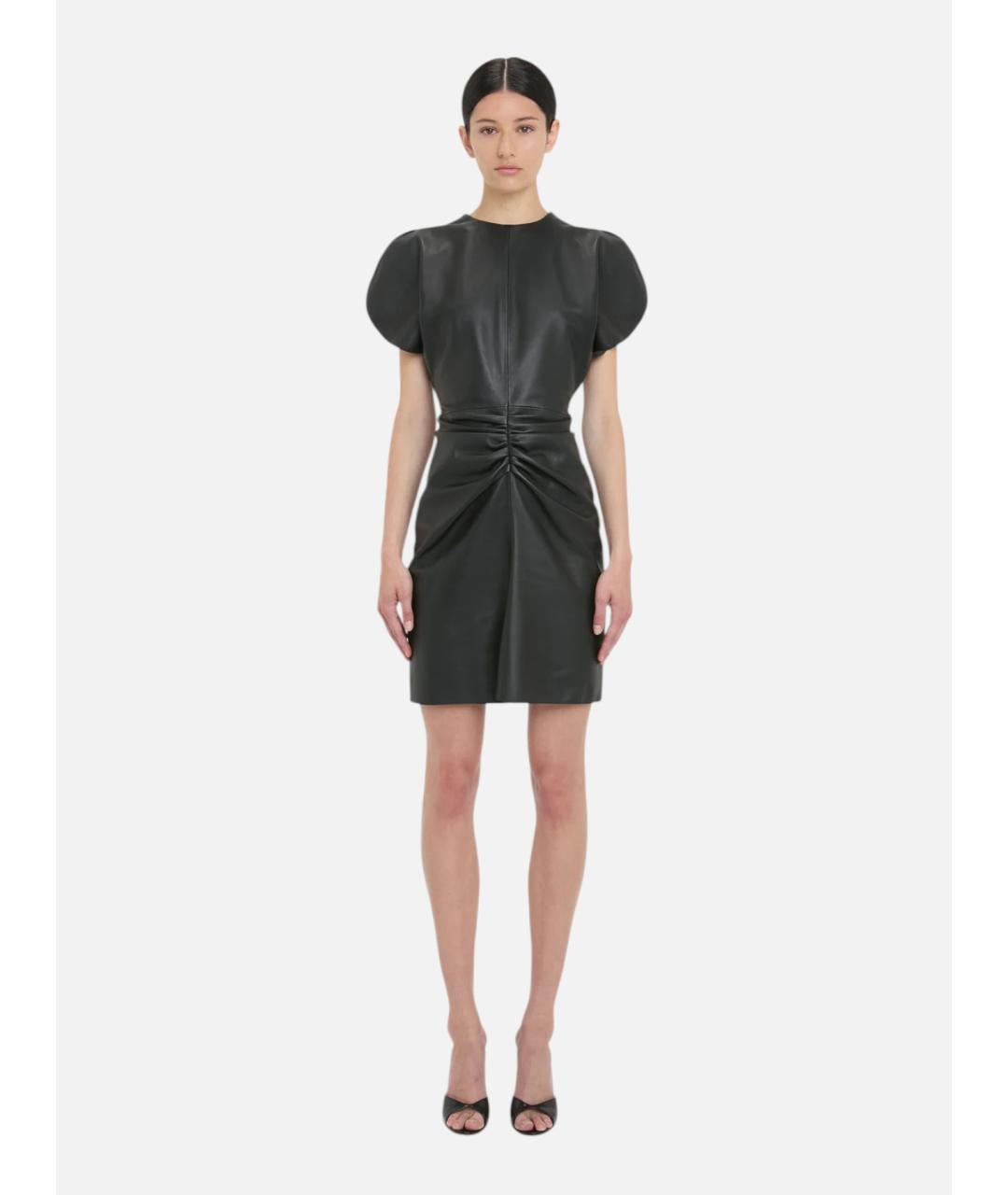 VICTORIA BECKHAM Черное кожаное коктейльное платье, фото 3
