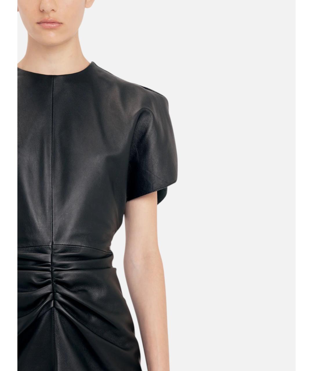 VICTORIA BECKHAM Черное кожаное коктейльное платье, фото 5