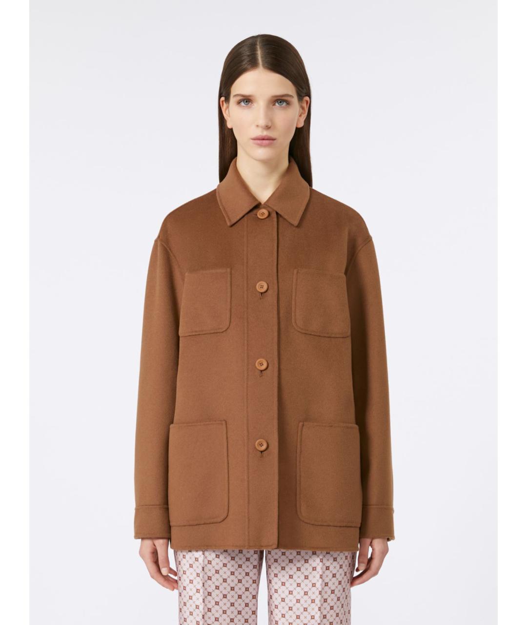 MAX MARA STUDIO Коричневая шерстяная куртка, фото 4