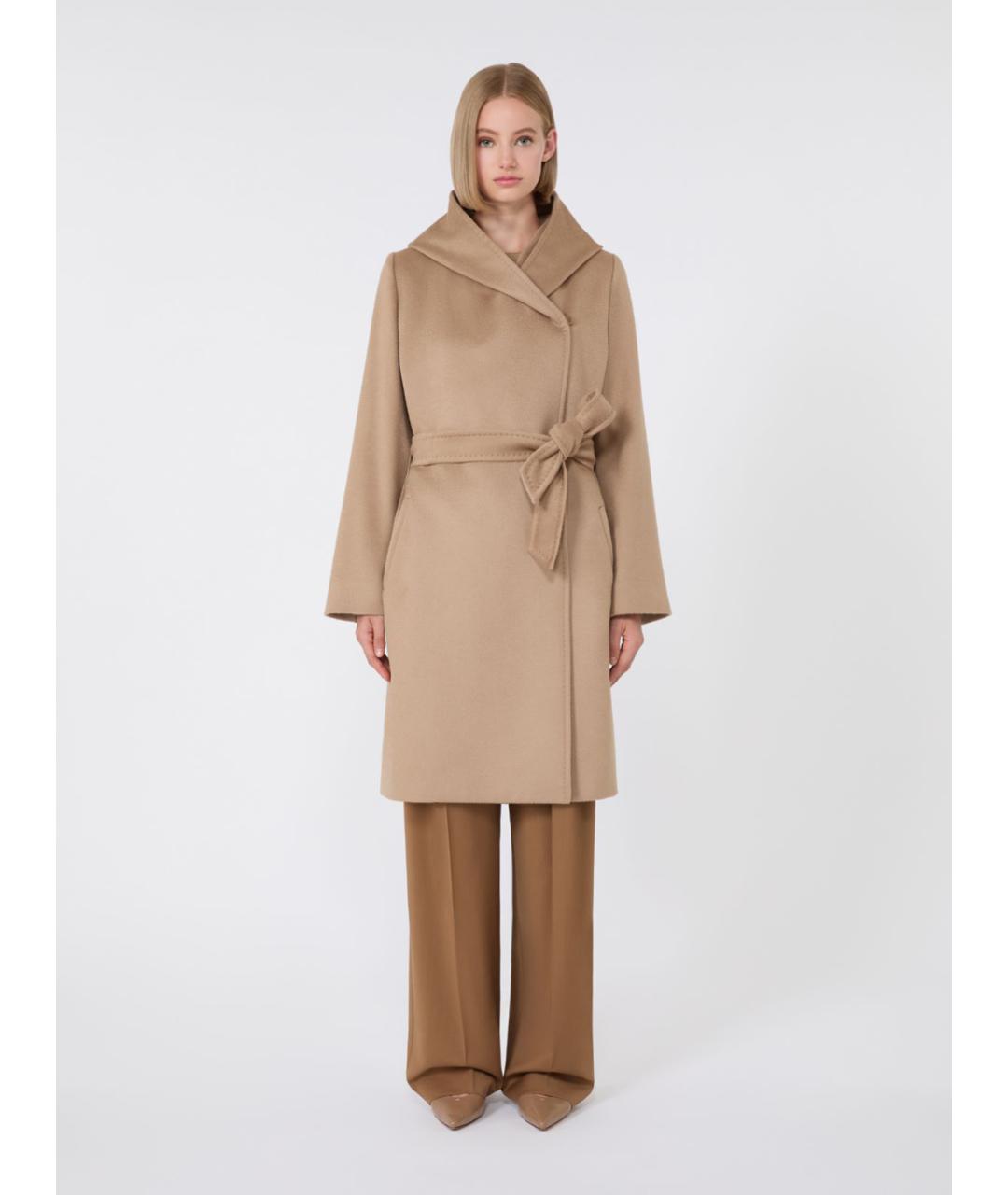 MAX MARA STUDIO Бежевое шерстяное пальто, фото 5