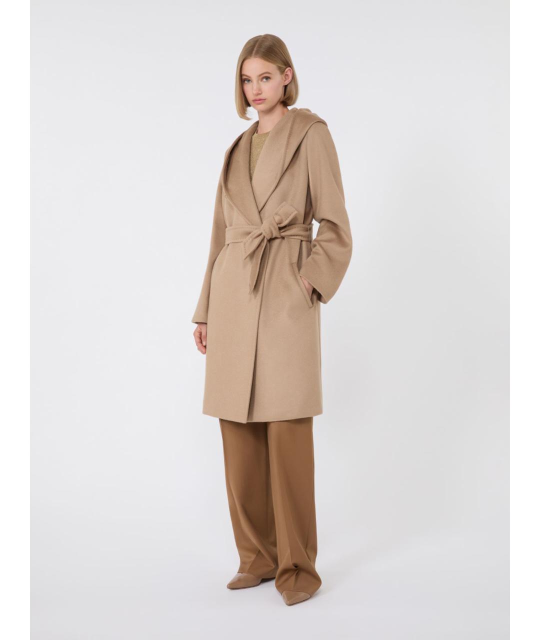 MAX MARA STUDIO Бежевое шерстяное пальто, фото 2