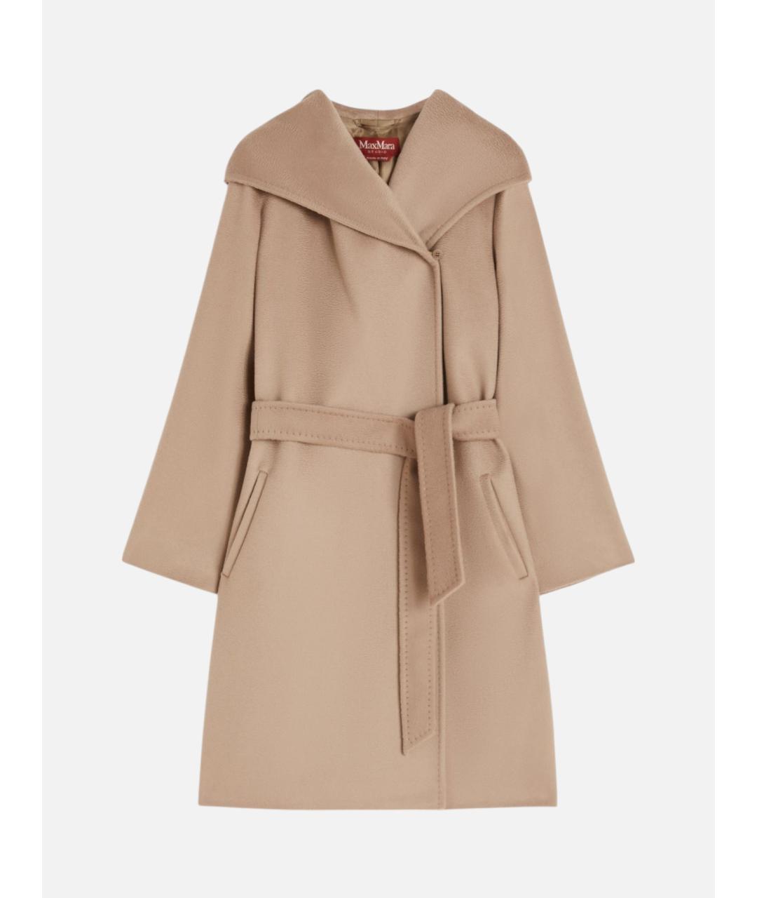 MAX MARA STUDIO Бежевое шерстяное пальто, фото 6