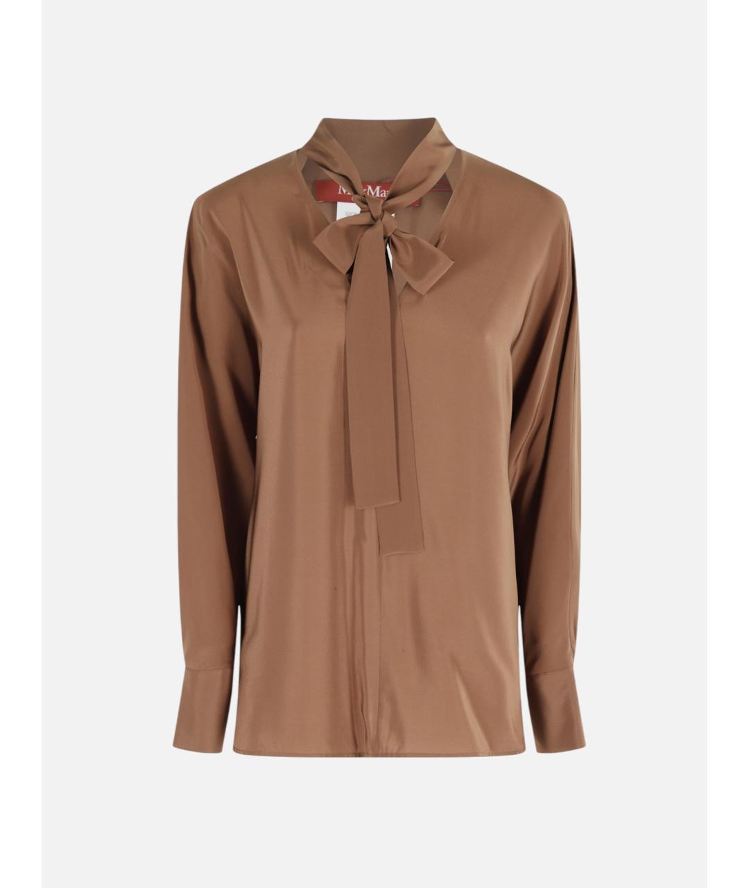MAX MARA STUDIO Коричневая шелковая блузы, фото 3