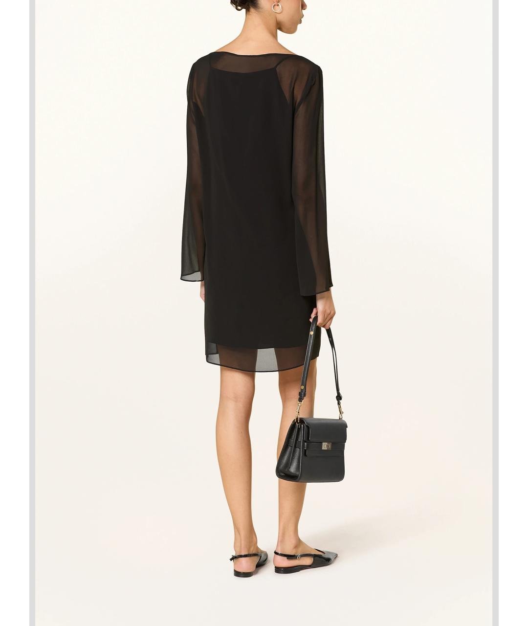 MAX MARA STUDIO Черное шелковое коктейльное платье, фото 3