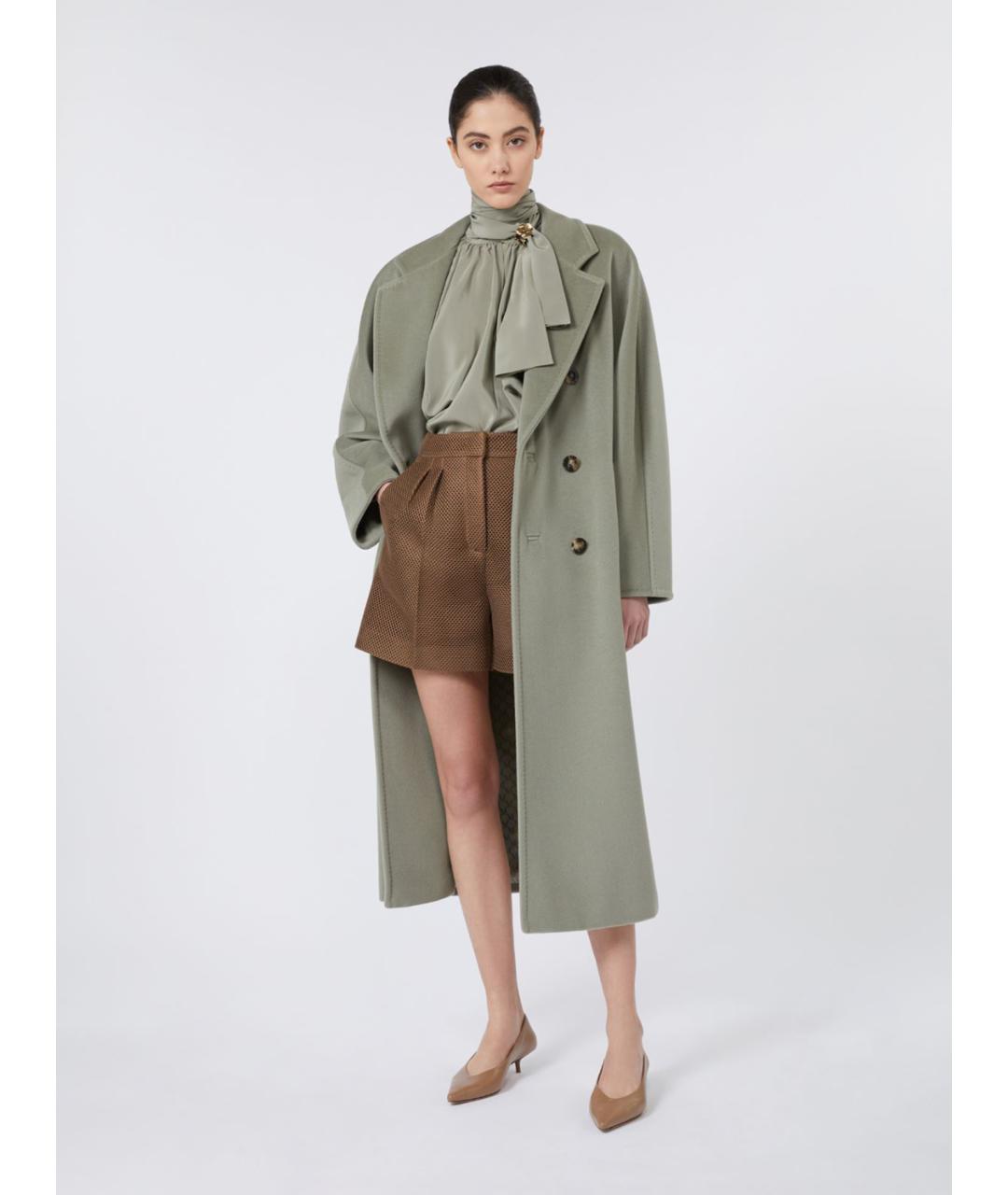 MAX MARA Зеленые шерстяное пальто, фото 2