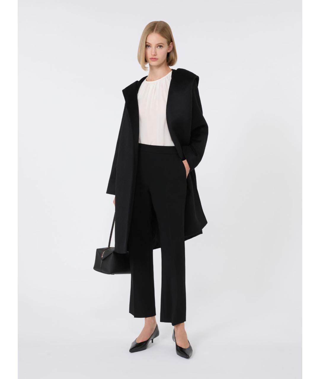 MAX MARA STUDIO Черное шерстяное пальто, фото 2