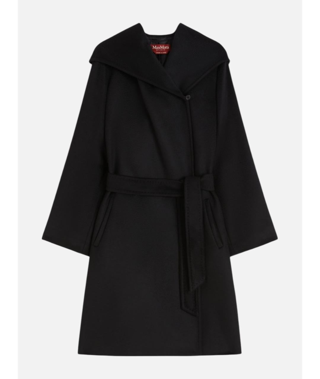 MAX MARA STUDIO Черное шерстяное пальто, фото 6