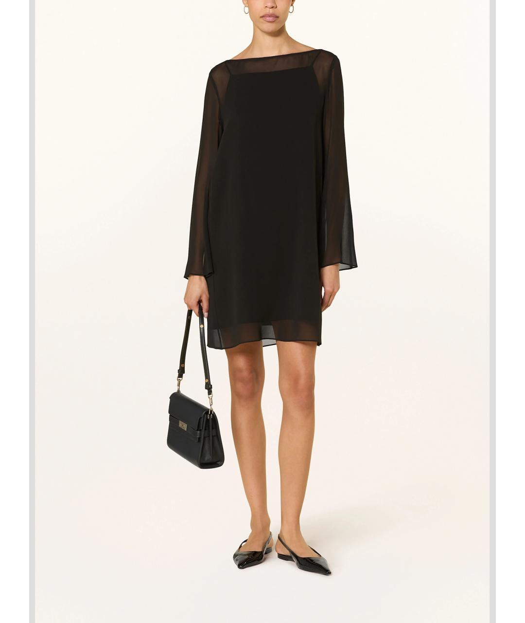 MAX MARA STUDIO Черное шелковое повседневное платье, фото 2