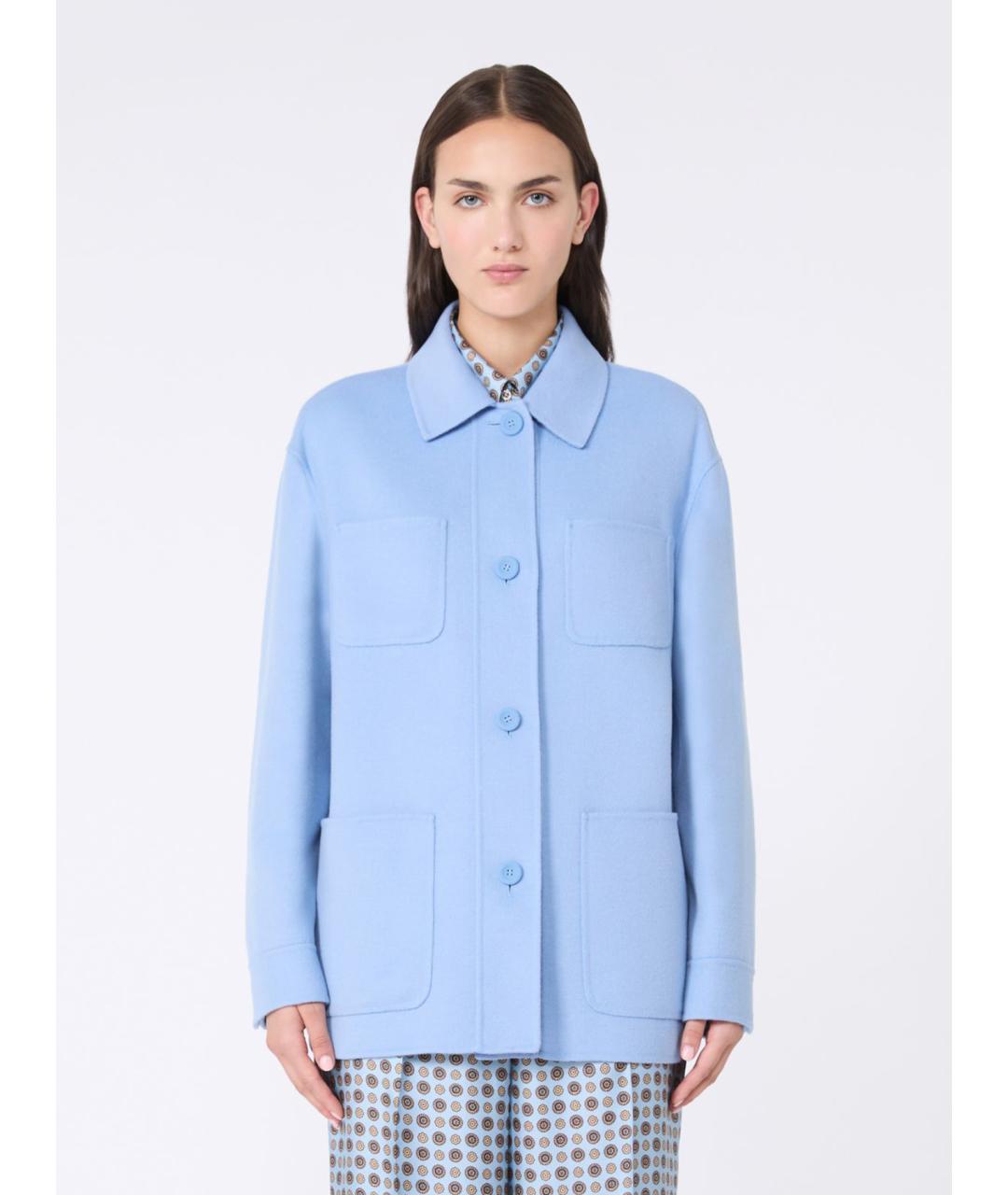 MAX MARA STUDIO Голубая шерстяная куртка, фото 5