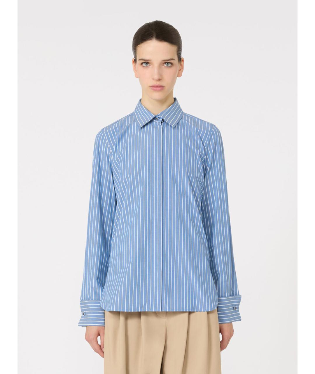 MAX MARA Голубая хлопковая рубашка, фото 4