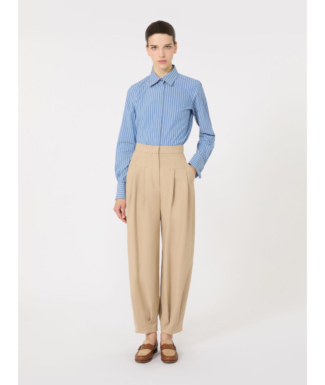 MAX MARA Голубая хлопковая рубашка, фото 2
