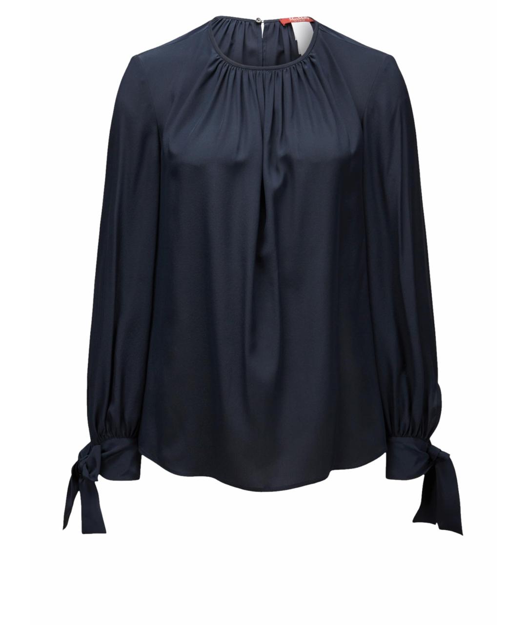 MAX MARA STUDIO Темно-синяя шелковая блузы, фото 1