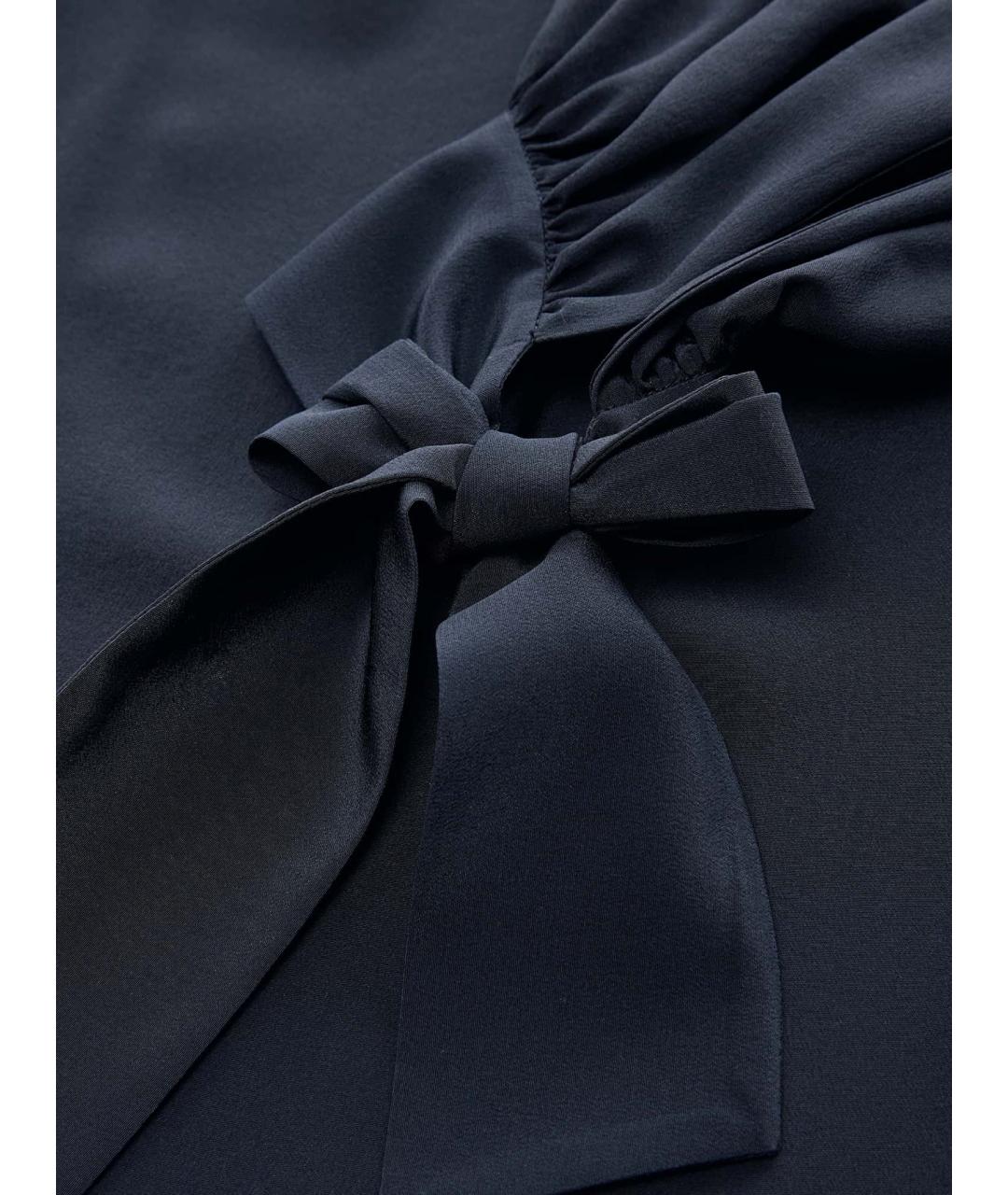MAX MARA STUDIO Темно-синяя шелковая блузы, фото 3