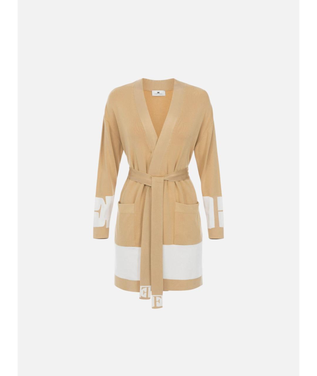 ELISABETTA FRANCHI Бежевый вискозный кардиган, фото 6