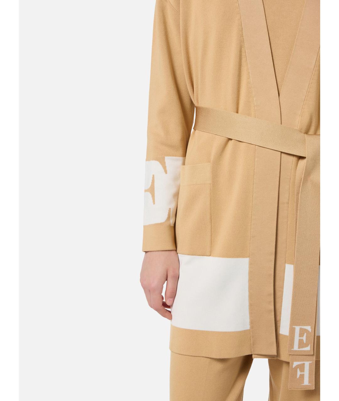 ELISABETTA FRANCHI Бежевый вискозный кардиган, фото 4