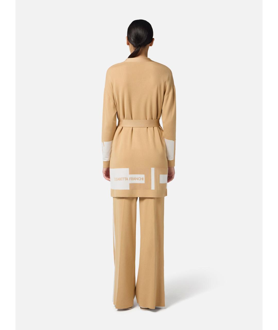 ELISABETTA FRANCHI Бежевый вискозный кардиган, фото 5