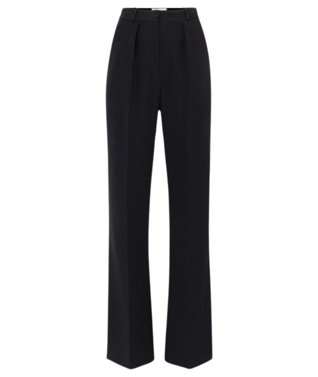 ELISABETTA FRANCHI Черные полиэстеровые прямые брюки, фото 1