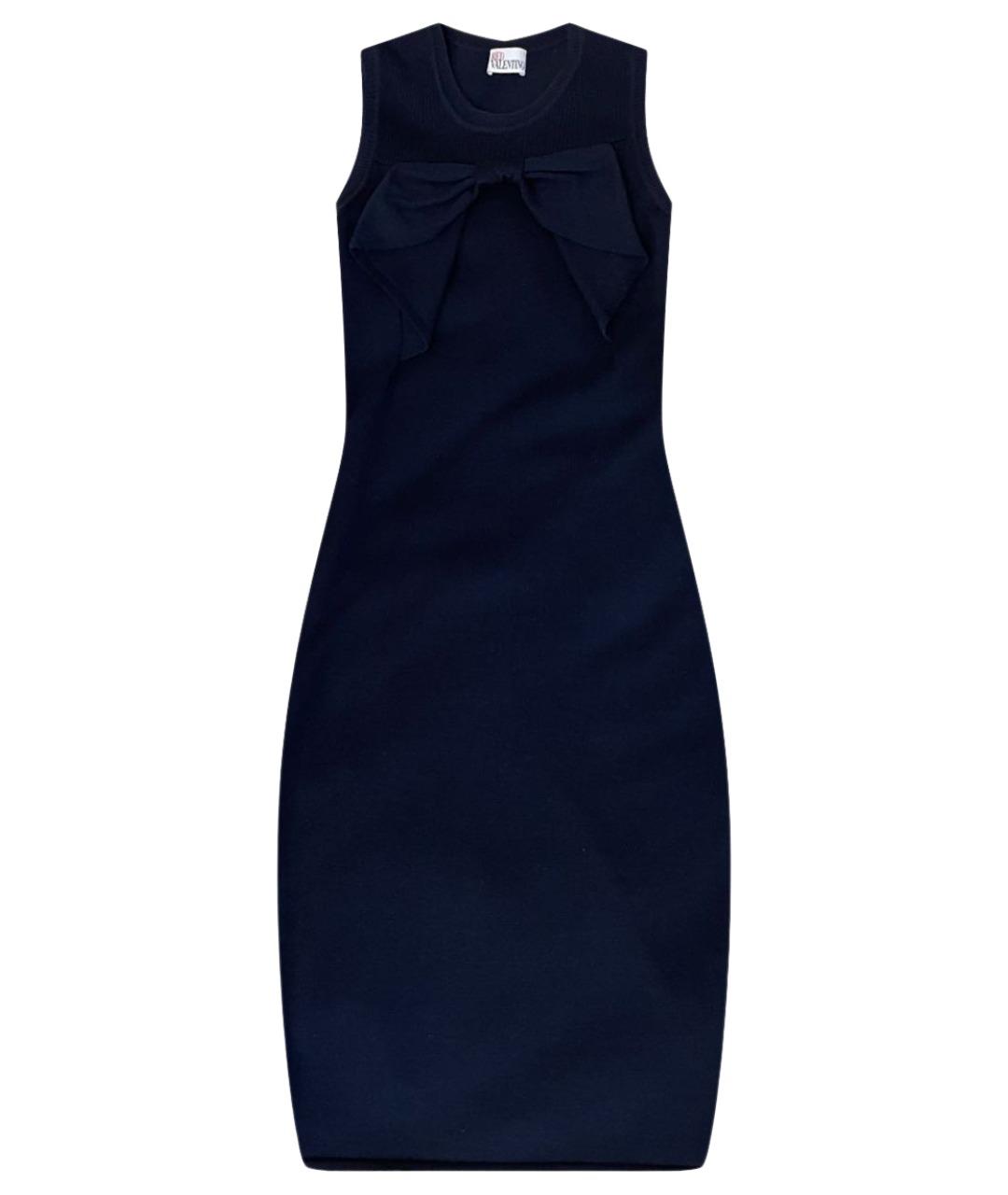 RED VALENTINO Темно-синее шерстяное коктейльное платье, фото 1