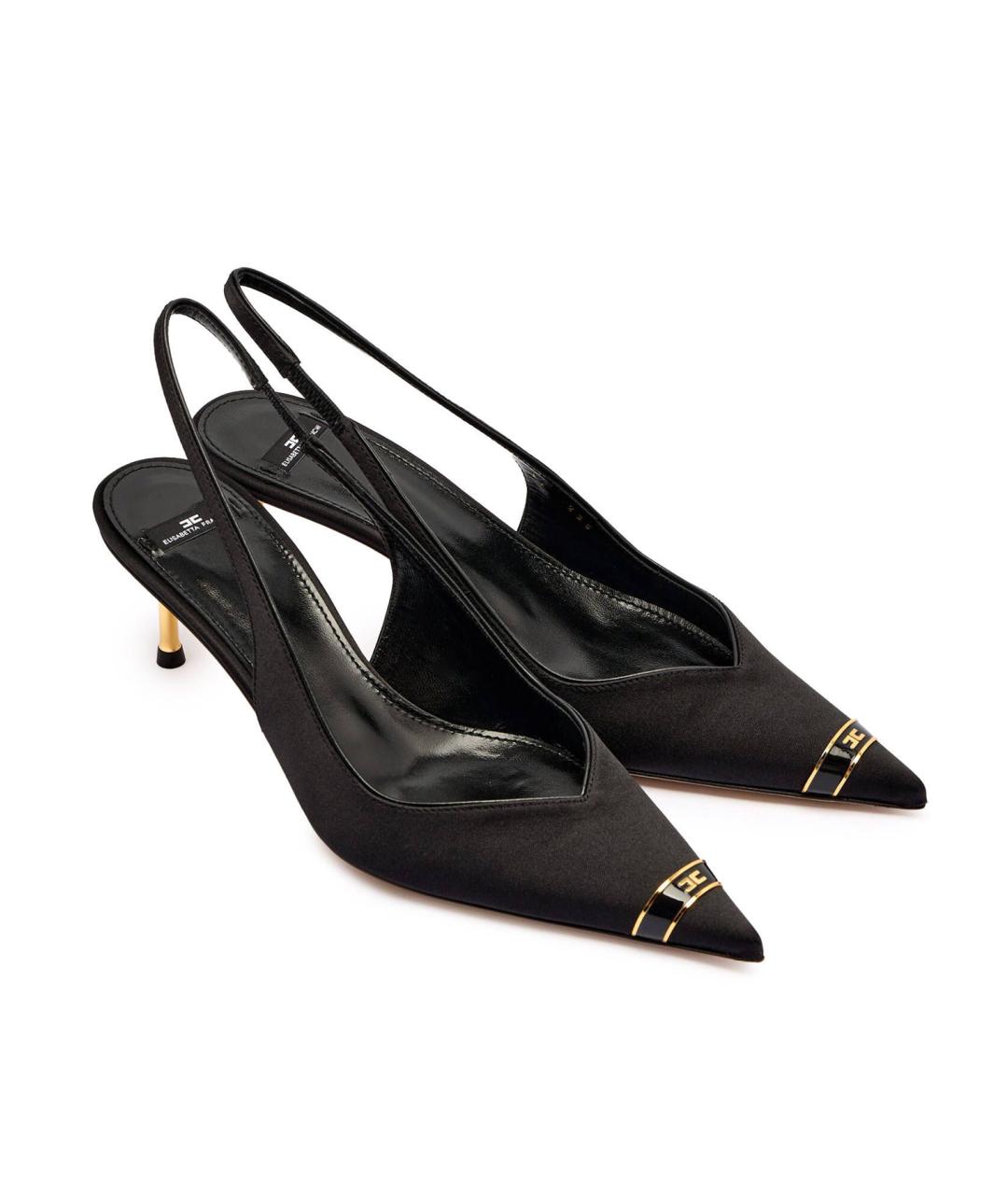 ELISABETTA FRANCHI Черные текстильные туфли, фото 4