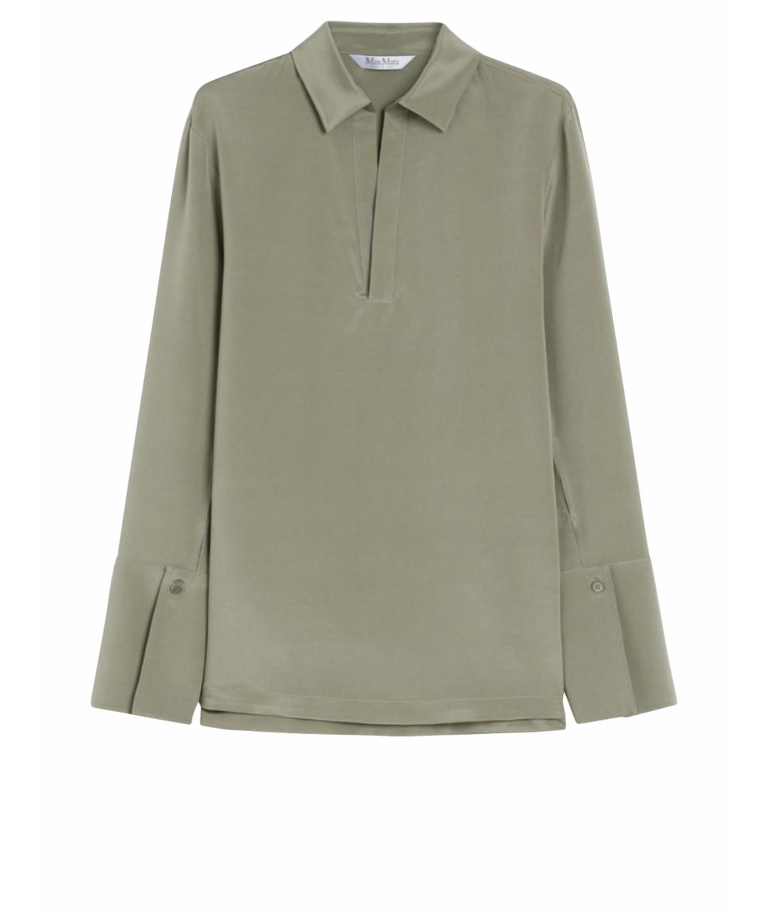 MAX MARA Хаки шелковая блузы, фото 1