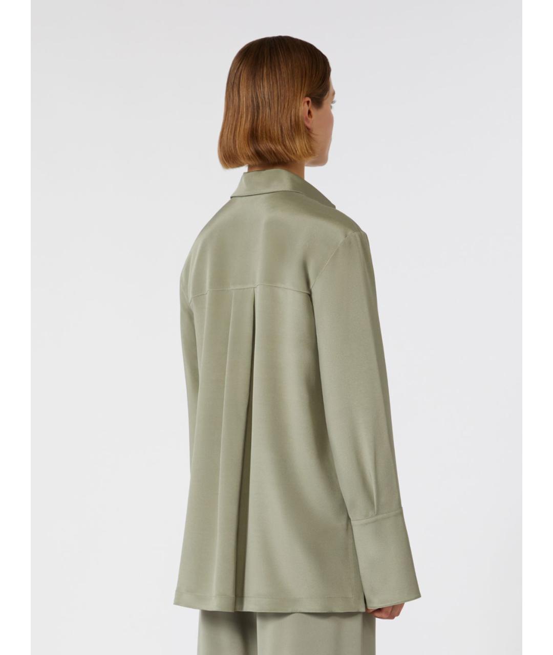 MAX MARA Хаки шелковая блузы, фото 4