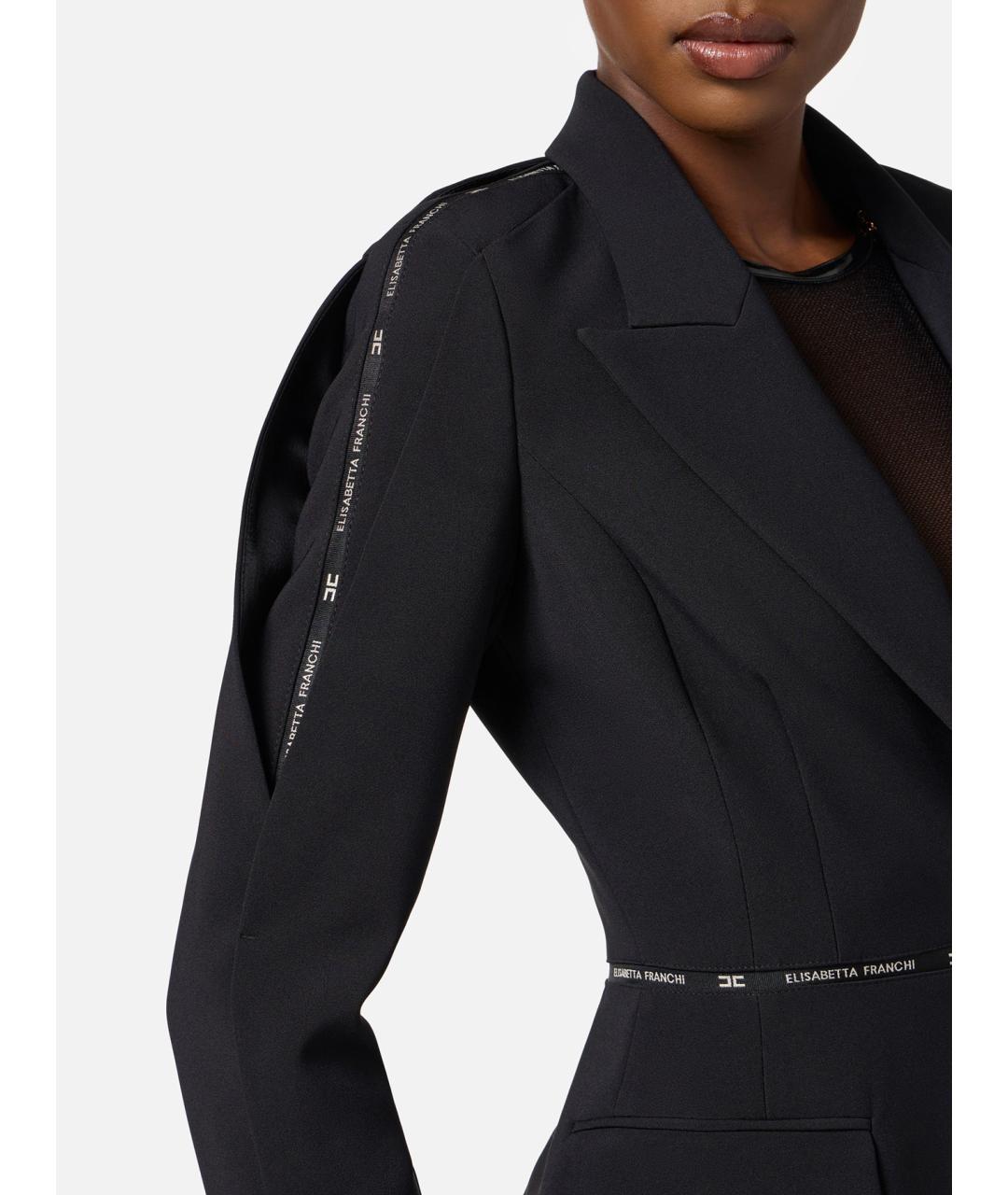 ELISABETTA FRANCHI Синий полиэстеровый жакет/пиджак, фото 4