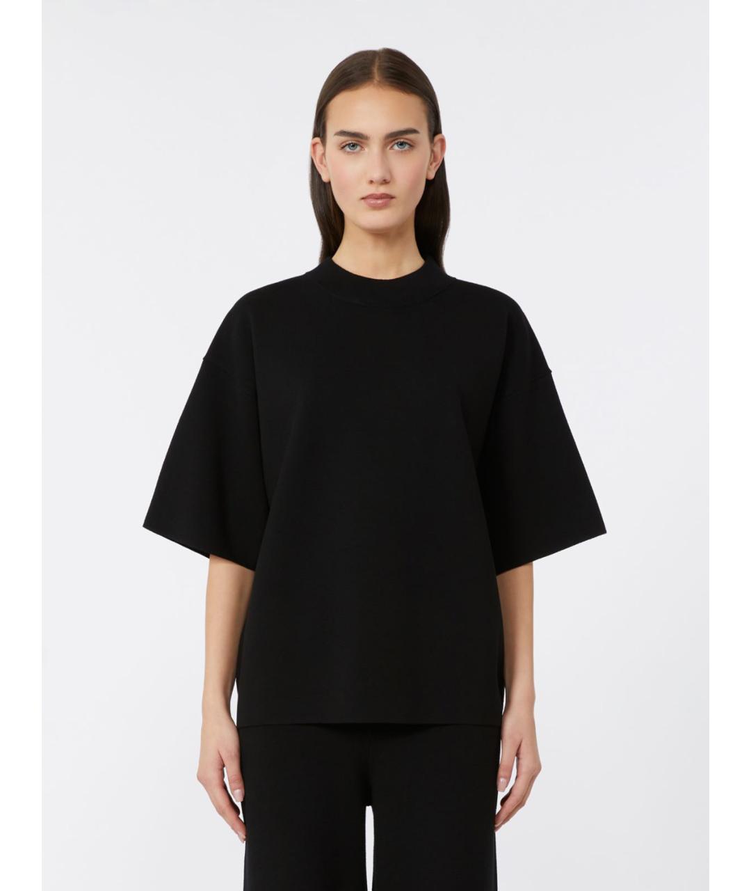 MAX MARA STUDIO Черная вискозная футболка, фото 4