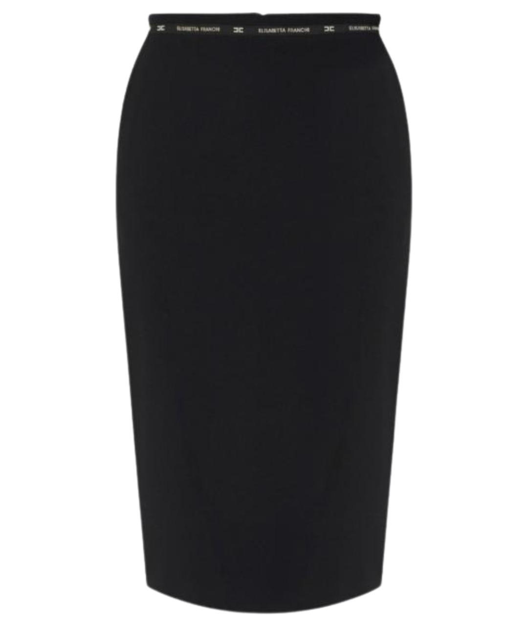 ELISABETTA FRANCHI Темно-синяя полиэстеровая юбка миди, фото 1