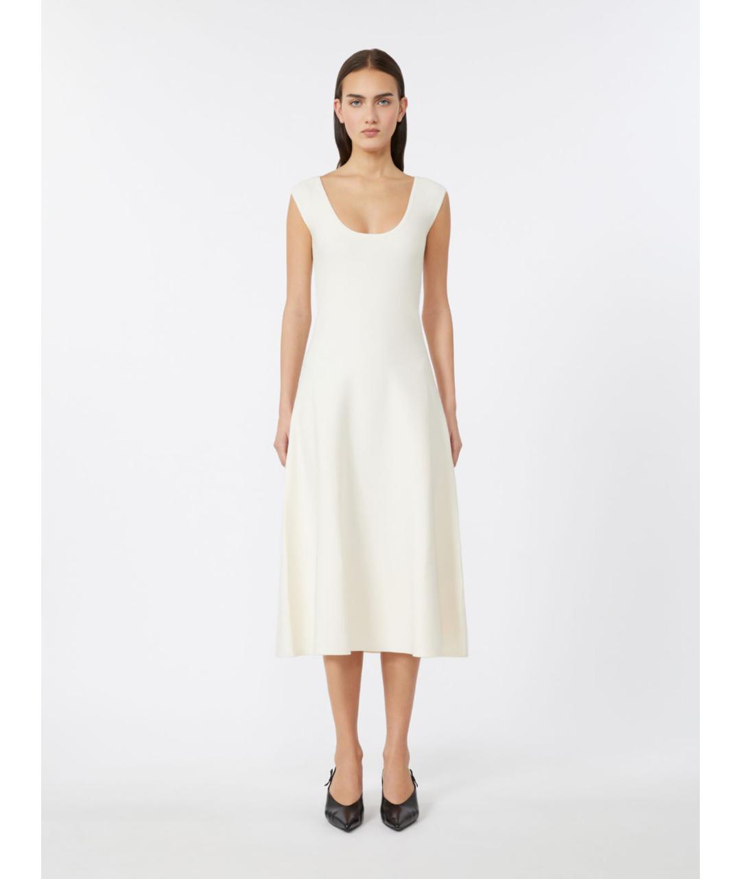 MAX MARA STUDIO Белое вискозное повседневное платье, фото 5