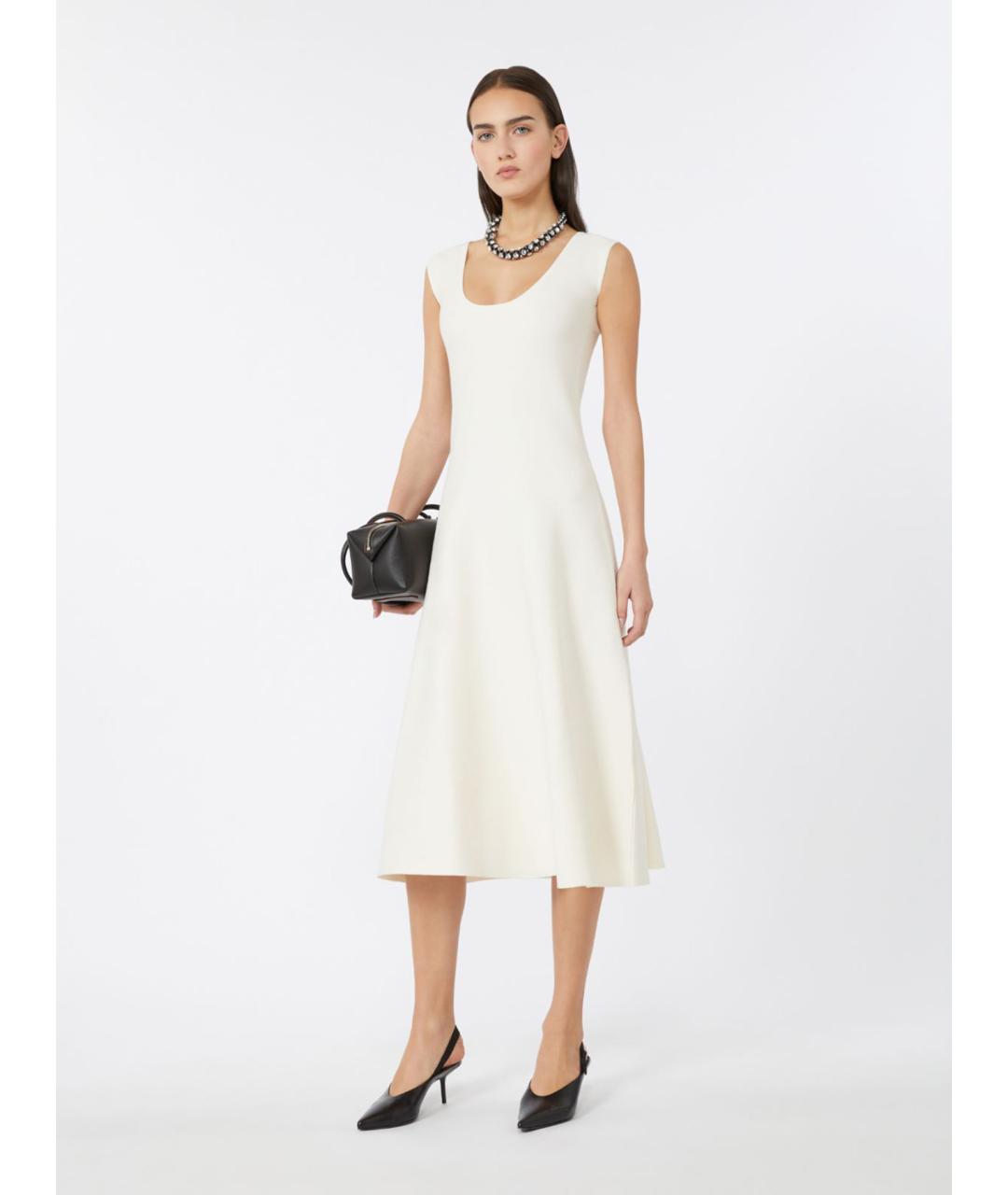 MAX MARA STUDIO Белое вискозное повседневное платье, фото 2