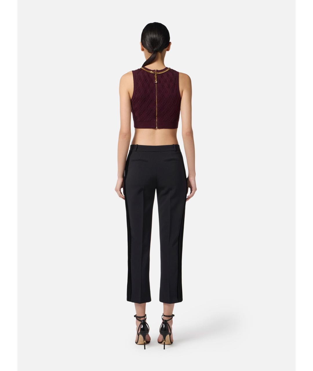 ELISABETTA FRANCHI Черные креповые прямые брюки, фото 5