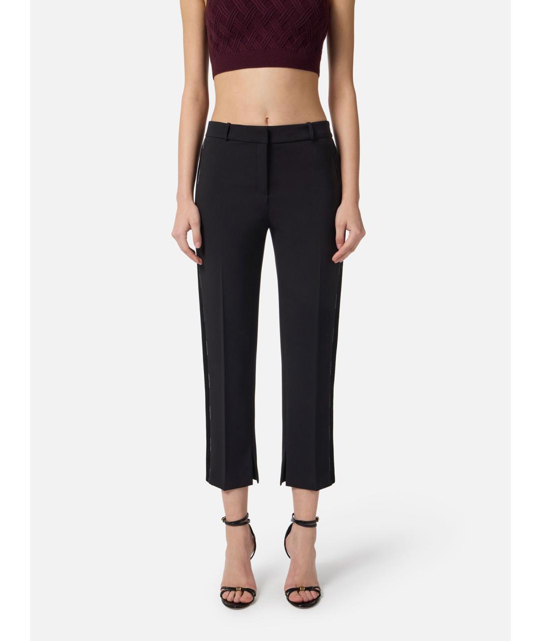 ELISABETTA FRANCHI Черные креповые прямые брюки, фото 3