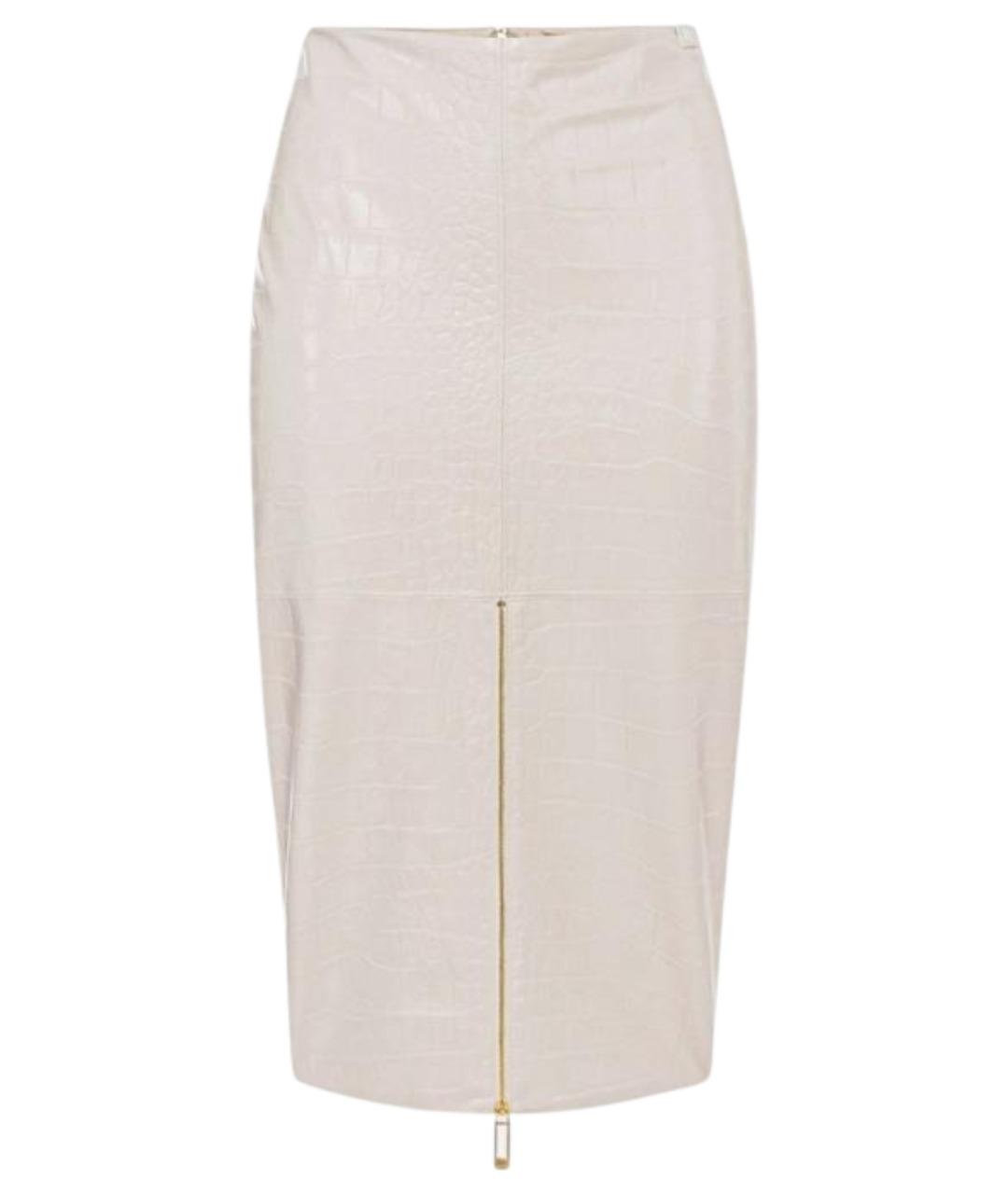 ELISABETTA FRANCHI Белая полиуретановая юбка миди, фото 1