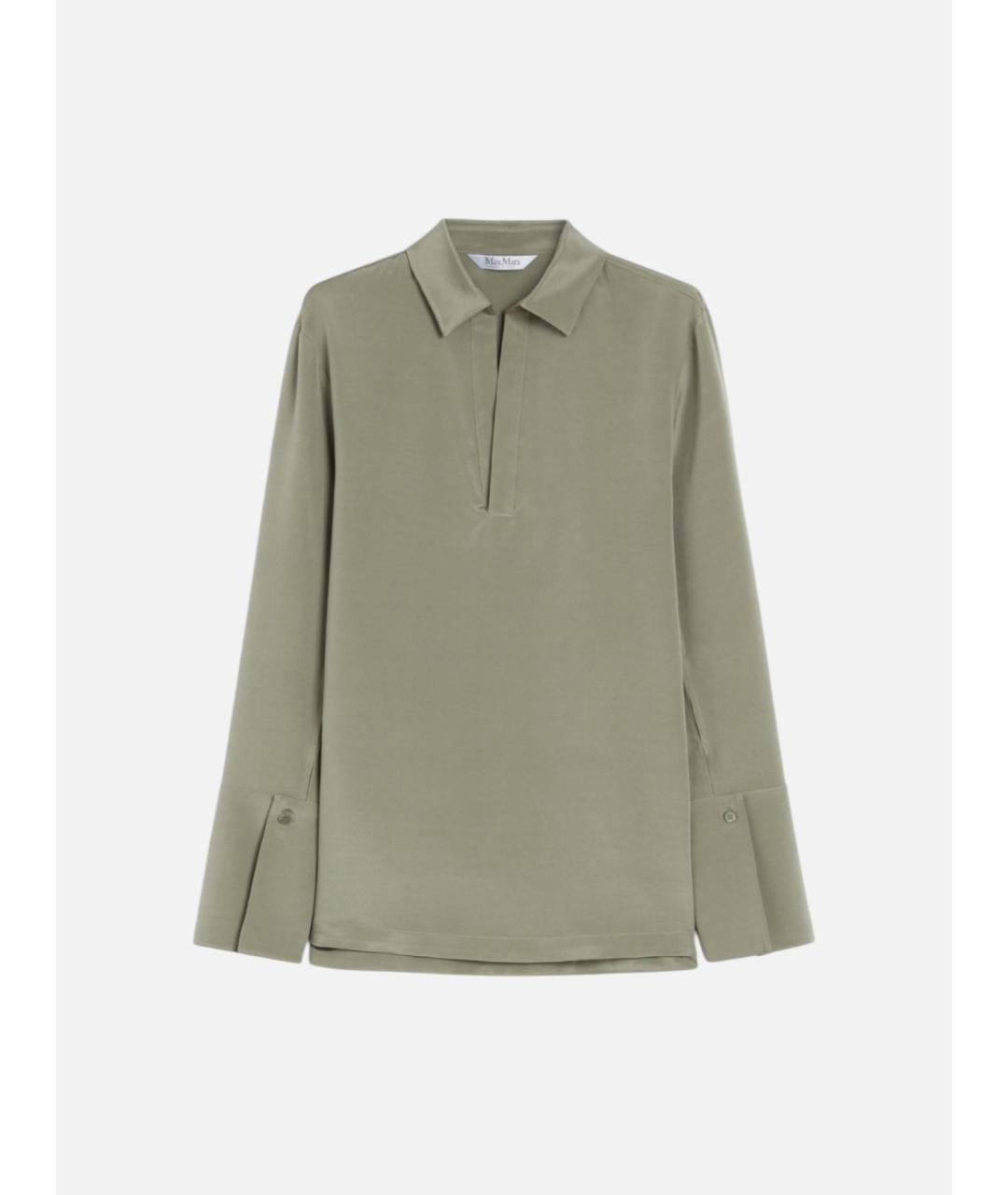 MAX MARA Зеленая шелковая блузы, фото 6