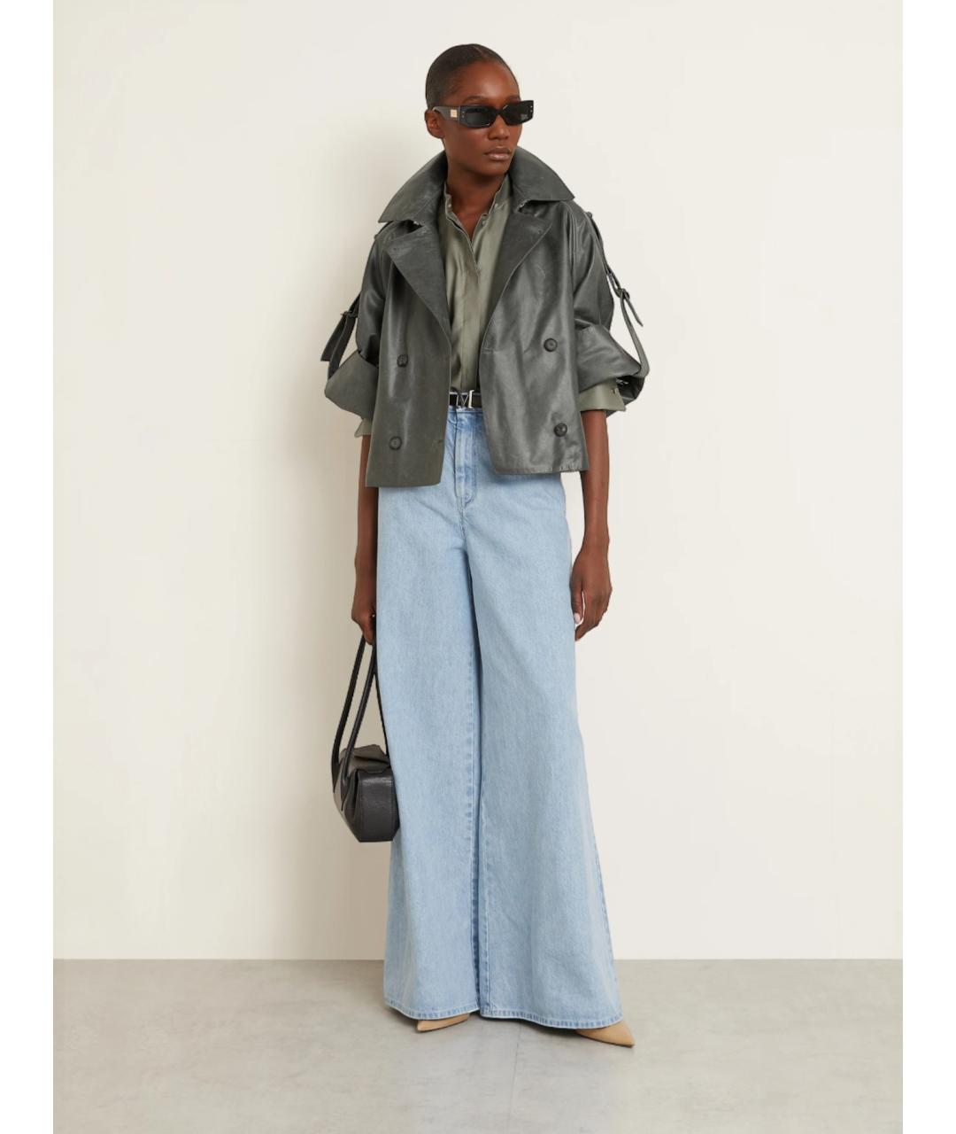 MAX MARA Серая кожаная куртка, фото 2