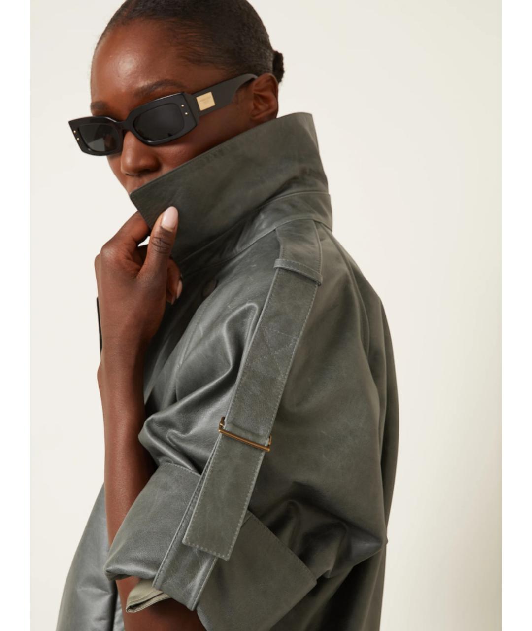 MAX MARA Серая кожаная куртка, фото 5